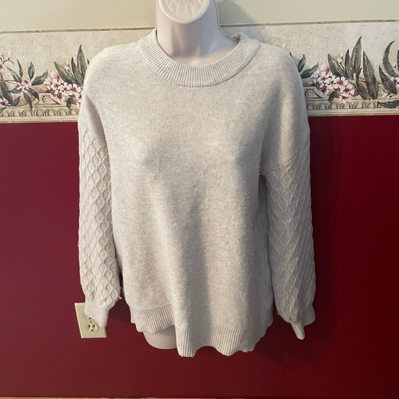 Maurices Sweaters - Maurices Ivory Crewneck Sweater with Textured Sleeves